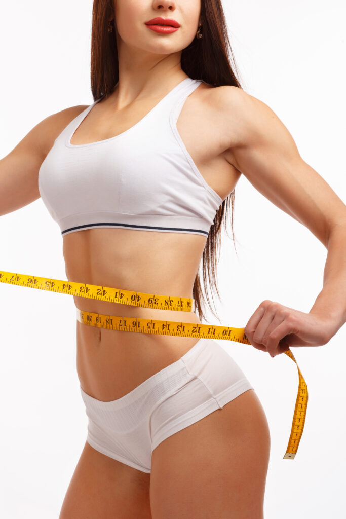 sporty woman on white background
